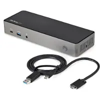 StarTech.com Startech USB-C & USB-A Dock, Hybrid Universal Triple Monitor Laptop Docking Station w/ DisplayPort & HDMI 4K 60Hz, 85W Power Delivery, 6x USB Hub, Ethernet, Audio, USB 3.1 Gen 2 10Gbps - Multi-Monito