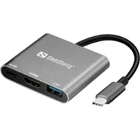 Sandberg Dock, USB-C Mini + HDMI + USB, hvid
