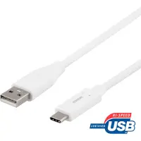 Deltaco USB-C til USB-A-kabel, 1,5 m, 3A, USB 2.0, hvit