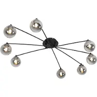 QAZQA Moderne taklampe sort 8-lys med røykglass - Athen