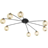 QAZQA Moderne taklampe sort med gull 8-lys - Athens Wire