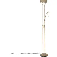 QAZQA Moderne gulvlampe bronse med leselampe inkl. LED dim to warm - Diva