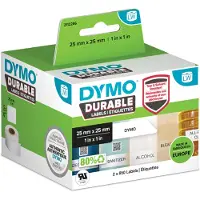 Dymo LabelWriter Durable kvadratiske multifunksjonelle etiketter, 25mm x 25mm