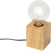 QAZQA Rustikk bordlampe tre natur - Bloc