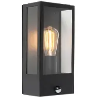 QAZQA Utendørs vegglampe sort med bevegelsessensor IP44 - Rotterdam