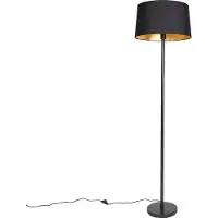 QAZQA Moderne gulvlampe sort med svart skjerm 45 cm - Simplo