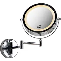QAZQA Design veggSpeil krom inkl. LED dim-to-warm justerbar IP44 - Vicino
