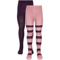 Minymo Strømpebukser - 2-pack - Lilla/Rosa Stripet m. Gull - - 92/98 - Strømpebukser