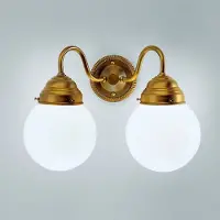 BERLINER MESSINGLAMP Vegglampe Larry II, messing, håndblåst glass