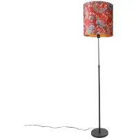 QAZQA Gulvlampe svart skjerm påfugl design rød 40 cm - Parte