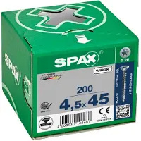 Spax 1191010450453, Skru, Metall, Zink, Tre, Flathode, Torx, Metallisk