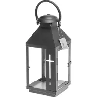 4Living Gravlykt i metall med kors - 28 cm