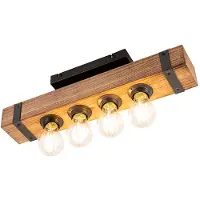 QAZQA Smart industriell taklampe tre med stål inkl. 4 WiFi A60 - Reena