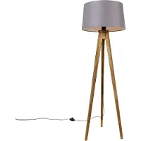 QAZQA Rustikk stativ vintage tre med linjskjerm mørk grå 45 cm - Tripod Classic