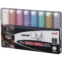 Uni-Ball ChalkGlass PWE-8K, Grønn, Lyseblå, Oransje, Rosa, Rød, Fiolett, Hvit, Gult, Meisel, 8 stykker