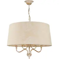 Jupiter Hengelampe Sofia Ecrie, beige/gullfarget, tekstil, stål, E27