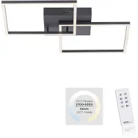 JUST LIGHT LED-taklampe Iven, dimbar, svart, 53 x 53 cm