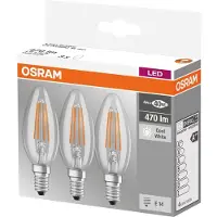 Osram LED-mignonpære E14 4W fil. 4 000 K 470lm 3er