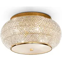 Ideal Lux taklampe Pasha, gullfarget/klar, Ø 40 cm, glass