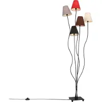 QAZQA Design gulvlampe sort med stoffskjermer 5-lys - Melis
