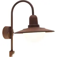 TRIO NORMAN utendørs vegglampe med sensor, rustfarget, Ø 30 cm, metall/glass, IP44