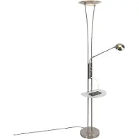 QAZQA Stål gulvlampe med lesearm inkl. LED og USB-port - Sevilla