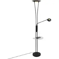 QAZQA Gulvlampe sort med lesearm inkl. LED og USB-port - Sevilla
