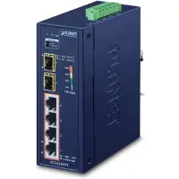 Planet IGS-624HPT - Switch - 4 x 10/100/1000 (PoE+) + 2 x Gigabit SFP - DIN-skinnemonterbar, veggmonterbar - PoE+ (120 W) - DC-strøm