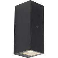 QAZQA Vegglampe sort 2-lys IP44 med skumringssensor - Baleno II