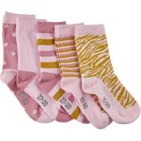Minymo Sokker - 5-pack - Rosa m. Striper - - 27/30 - Sokker