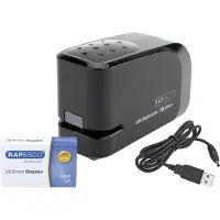 Rapesco 626EL, 15 ark, Flat låsemekanisme, Front, Sort, Batteri, AA