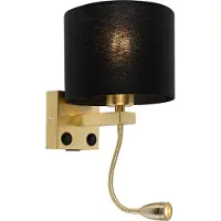 QAZQA Art Deco vegglampe gull med USB og svart skjerm - Brescia