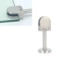 24hShop Klemmefeste for glassvegg 14x80 mm XL / Glassfeste med stang / Platefeste i rustfritt stål