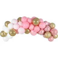 Party Deco PartyDeco GBN3, Toy balloon, Latex, Gull, Rosa, Hvit, Oval, 2000 mm, 60 stykker