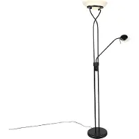 QAZQA Gulvlampe svart inkl. LED og dimmer med leselampe Dim to Warm - Empoli