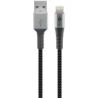 Goobay 49268, 1 m, USB A, Lightning, Hankjønn, Hankjønn, Grå, Sølv