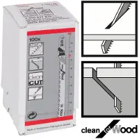 Bosch clean for Wood T 101 B - Stikksagblad - for plast, kartong, kryssfinér, fiberplate, bløtt tre, epoksy - 100 deler - T-skaft - lengde: 100 mm