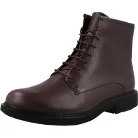 Camper for woman. K400245-008 Neuman Dark brown leather boots (37), Flat, 1 to 3 cm, Laces, Casual