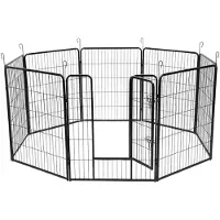 24hShop Valpegrind i metall 8 paneler 80×80 cm / hundegård med grind for inne- og utebruk