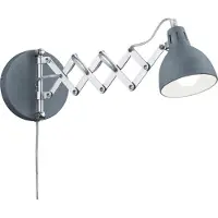 TRIO Saksevegglampe, betongfarget, støpsel, trekkspill
