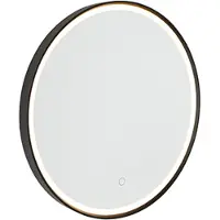 QAZQA Baderomsspeil svart 50 cm inkl. LED 3-trinns dimbar med berøring rund - Miral