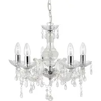 Searchlight Lysekrone Marie Therese, klar, 5 lyskilder