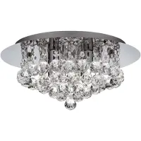 Searchlight Taklampe Hanna krom glasskrystallkuler 35 cm