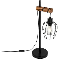 QAZQA Rustikk bordlampe sort med tre - Stronk