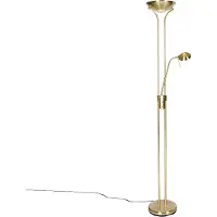 QAZQA Moderne gulvlampe messing med leselampe inkl. LED Dim to Warm - Diva