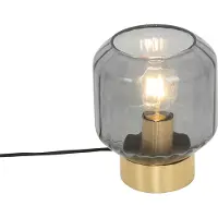 QAZQA Moderne bordlampe messing med røykglass - Stiklo