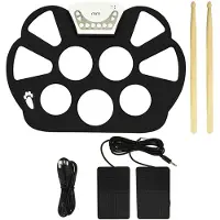 Mikamax Roll Up Elektronisk Trommesett - Bærbart Digitalt Drum Kit med 9 Pads & Pedaler