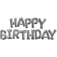 Amscan Happy Birthday sølv folieballong