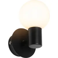 QAZQA Moderne vegglampe sort IP44 - Cederic Up