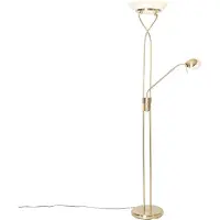 QAZQA Gulvlampe messing inkl. LED og dimmer med leselampe - Empoli